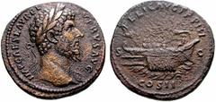 Primera sesión, 29 de noviembre MUNDO ROMANO Monedas de bronce - Imperio Romano Lucio Vero No.: 682 Starting Price - Precio de salida: EUR 70 163. Sestercio. FELIC. AVG. TR.P.III./COS.II. en el exergo