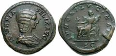 Primera sesión, 29 de noviembre MUNDO ROMANO Monedas de bronce - Imperio Romano Julia Domna No.: 708 Starting Price - Precio de salida: EUR 110 211-217. Sestercio. IVNONI LVCINAE. Juno sosteniendo flo