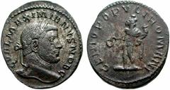 Primera sesión, 29 de noviembre MUNDO ROMANO Monedas de bronce - Imperio Romano Galerio Maximiano No.: 829 Starting Price - Precio de salida: EUR 30 303 a 305. Follis. GENIO POPVLI ROMANI. Cy188 pero 