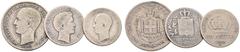 GRECIA. Otón I. 1/2 dracma. 1834. A. K19 (45 fine $) RC y BC. 50 lepta 1883. A. K37 (5fine$) RC/BC. Y 1 dracma 1883. K38 (15$) BC. Lote de tres piezas (3)