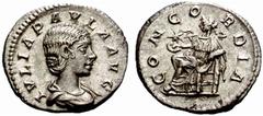 MONEDAS ANTIGUAS ANCIENT COINS, INCLUDING A COLLECTION OF 50 AUREII IMPERIO ROMANO Julia Paula 219-220 d.C. Julia Paula. Denario. CONCORDIA. Concordia sedente a izq. con pátera y doble cornucopia, est