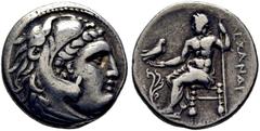 GRIEGAS / greek coins MACEDONIA. Alejandro III el Grande. Dracma eubeo-ático. 300-280 a.C. Cabeza de Heracles con leonté anudada con sus garras. Zeus sedente con águila y cetro, delante de las rodilla
