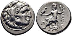 GRIEGAS / greek coins MACEDONIA. Alejandro III el Grande. Dracma eubeo-ático. 300-280 a.C. Heracles con leonté anudada con sus garras. Zeus entronizado a izquierda con águila y cetro, delante de la ro