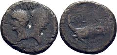 ANTIGUAS / ancient coins ROMA IMPERIO. AUGUSTO Y AGRIPA. Colonia Nemausus. Dupondio. 16-15 a.C. Cabezas contrapuestas de los césares. Cocodrilo atado a palmera. Sear1729. RPC523. RIC155 (80$). Rayas e