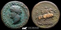 Roman Empire Nero (54-68 A.D.) Bronze Sestertius 26.55 g., 34 mm. Lugdunum 65 A.D. Good very fine Roman Empire - Nero, 54-68 A.D. Sestertius (Bronze, 26.55 g., 34 mm.) Lugdunum, circa 65. NERO CLAVD C