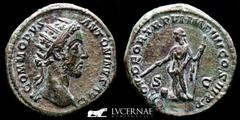 Roman Empire Commodus Bronze Dupondius 14.67 g., 26 mm. Rome 181 AD nEF Roman Empire - Commodus (177-192 AD.) Dupondius (14.67 g., 26 mm.) Rome mint, 180-181 AD. M COMMODVS ANTONINVS AVG laur. head of