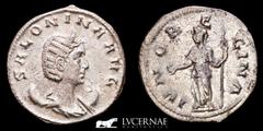 Roman Empire Roman Empire - Salonina (254-268 AD). Silvered antoninianus (3,00 g. 21 mm.). Minted in Roma (Rome), 257-258 A.D. SALONINA AVG, diademed and draped bust right, on crescent./ IVNO REGINA, 