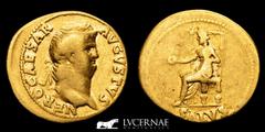 Roman Empire Roman Empire, Nero (54-68 A.D.) Gold aureus (7.03 g. 20 mm.) Rome mint, AD 55-56 NERO CAESAR AVGVSTVS, laureate head of Nero right. Salus seated left on throne, holding patera in right ha