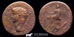 Roman Empire Roman Empire - Nero Claudius Drusus (father of Claudius) Æ Sestertius (25,02 g, 36 mm.). Rome, AD 50-54. NERO CLAVDIVS DRVSVS GERMANICVS IMP, bare head to left / TI CLAVDIVS CAESAR AVG P 
