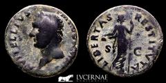 Roman Empire Roman Empire - Vitellius, (A.D. 69). AE As (9,29 g. 26 mm.), Spanish (Tarraco?) mint. A VITELLIVS IMP GERMAN Laureate bust of Vitellius facing left, globe at point of bust; LIBERTAS RESTI