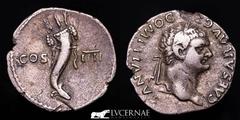 Roman Empire Roman Empire - Domitian as caesar (69-81 A.D.) silver denarius (2,86 g. 18 mm.), Rome mint 76 A.D. CAESAR AVG F DOMITIANVS Laureate head of Domitian to right. COS IIII Upright cornucopia 