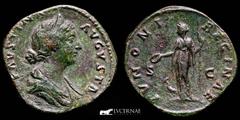 Roman Empire Roman Empire - Faustina Junior, Augusta, 147-175. Sestertius (25,64 g., 32 mm.) Rome, struck under Marcus Aurelius, 161-176 A.D. FAVSTINA AVGVSTA Draped bust of Faustina to right wearing 