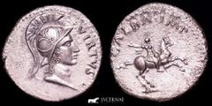 Roman Empire Romen Empire - Galba. 68-69 AD. Denarius. Tarraco (3.36 g. 17 mm.) GALBA IMPER Galba on horse prancing left, raising right hand and with cloak flying behind him VIRTVS Draped, helmeted bu