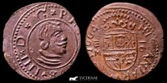 Spanish Austrias and Borbons Dinasties Spain - Felipe IV (1621-1665) 16 maravedís billon coin (3,65 g. 25 mm.). Minted in Valladolid, 1664 / M. Cal-2019-511 Near extremely fine condition, lovely brown