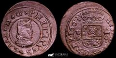 Spanish Austrias and Borbons Dinasties Spain - Felipe IV (1621-1665) 16 maravedís billon coin (3,85 g. 25 mm.). Minted in Coruña, 1663 / R. Cal-2019-453 Near extremely fine condition, lovely brown pat