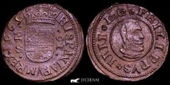 Spanish Austrias and Borbons Dinasties Spain - Felipe IV (1621-1665) 16 maravedís billon coin (4,00 g. 27 mm.). Minted in Madrid, 1662 / S Mintmark lying down and date (2) inverted. Value 19. Cal-2019
