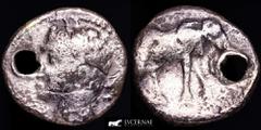 Ancient Hispania Ancient Hispania - Carthaginian occupation, (mobile mint travelling with troops in Southern Spain during II Punic War (218-210 B.C.), silver quarter of shekel (1,55 g. 12 mm..) Elepha