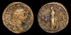 Roman Imperial Coins Commodus, 177-192. Dupondius (Bronze, 24 mm, 9.82 g) Struck under Marcus Aurelius, Rome, 179. L AVREL COMMODVS AVG TR P IIII Radiate head of Commodus to right. Rev. IMP III COS II