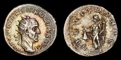 Roman Imperial Coins Roman Empire - Trajan Decius (249-251 A.D.), silver antoninianus, Rome mint.IMP C M Q TRAIANVS DECIVS AVG, radiate, draped and cuirassed bust of Decius right.VBERITAS AVG, Uberita