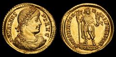 Roman Imperial Coins Roman Empire - Valens. Gold solidus (4.39g, 21mm.) minted in Constantinople, AD 367. RESTITVTOR REIPVLICAE. Obv.: D N VALENS P F AVG, rosette-diademed, draped and cuirassed bust r