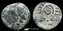Ancient Hispania Spain (ancient Hispania) - Malaca (Malaga, Spain), Bronce As (11,36 g. 24 mm.) minted in II century B.C. Vulcano head right, tongs and punic legend before. / God Helios head-on with r