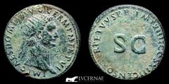 Roman Empire Roman Empire - Domitian (81-96 A.D.) Æ Dupondius (13,75 g., 27 mm.). Rome, AD 87. IMP CAES DOMIT AVG GERM P M TR P VI, radiate head of domitian right. / IMP XIIII COS XIII CENSOR PERPETVV