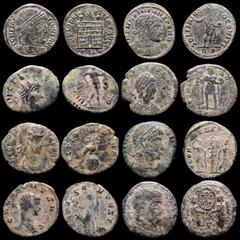 Group Lots Roman Empire. Lot of 8 Æ coins. Claudius - Tetricus (barbarous) - Maximinus Daia - Constantine I - Constans (2) - Magnentius - Honorius. Various emperors, years and mints. Nice original pat