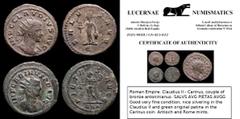 Group Lots Roman Empire. Claudius II - Carinus, couple of bronze antoninianus. SALVS AVG PIETAS AVGG Good very fine condition, nice silvering in the Claudius II and green original patina in the Carinu