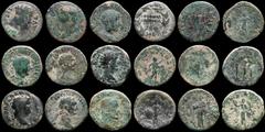Group Lots Roman Empire - Lot comprising nine (9) Imperial Bronze coins from Rome mint: 3 x Sestertius : Maximinus Thrax - Gordian III (2) 1 x Dupondius Trajan. 5 x Asses : Augustus - Claudius I - Ner