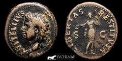Roman Empire Roman Empire - Vitellius, (A.D. 69). AE As (9.61 g. 21 mm.), Spanish (Tarraco?) mint. A VITELLIVS IMP GERMAN Laureate bust of Vitellius facing left, globe at point of bust; LIBERTAS RESTI