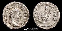 Roman Empire Roman Empire - Philip I. Arabs (244-249 AD). Silver antoninianus (4,51 g, 25 mm.), Rome mint. IMP PHILIPPVS AVG, Radiate, draped and cuirassed bust ro right, seen from behind. / FORTVNA R