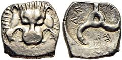 GRIECHISCHE MÜNZEN LYCIA Lykische Dynasten Perikle (380-360) Tetrobol ca. 380-360 Av.: Löwenskalp. Rv.: Triskeles. SNG von Aulock: 4254/4255 2.73 g. Vorzüglich