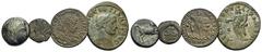 RÖMISCHE KAISERZEIT Lots Lot mit Bronzen Lot mit vier Bronzen. 1.: MACEDONIA. Könige von Makedonien. Philippos II. (359-336 v. Chr.), Bronze. Apollokopf / Reiter. 2.: Diocletianus (284-305), Follis. B