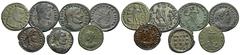 RÖMISCHE KAISERZEIT Lots Lot mit sieben römischen Münzen: 1.: Constantinus I. (306-337) als Augustus. Follis 310-313, Treveri. Rv.: SOLI INVICTO COMITI, drapierte Büste des Sol mit Strahlenkrone nach 