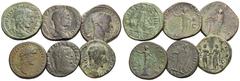 RÖMISCHE KAISERZEIT Lots Lot mit sechs Münzen: 1.: Antoninus Pius (138-161). Dupondius 140-144, Rom. RIC III: 658. 2.: Severus Alexander (222-235). Sesterz 226, Rom; Sesterz 230, Rom. RIC IV: 503. 3.: