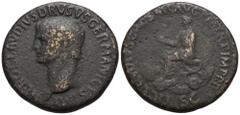 RÖMISCHE KAISERZEIT Nero Claudius Drusus (38-9 v. Chr.), posthum unter Claudius, Sesterz 50-54, Rom. Av.: NERO CLAVDIVS DRVSVS GERMANICVS IMP, Kopf des Drusus nach links. Rv.: TI CLAVDIVS CAESAR AVG P
