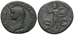 RÖMER, KAISERZEIT Claudius (41-54), As 50-54, Rom. Av.: TI CLAVDIVS CAESAR AVG P M TR P IMP, Kopf nach links. Rv.: Minerva nach rechts schreitend, Speer in der Rechten zum Wurf ansetzend und Schild in