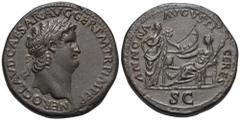RÖMER, KAISERZEIT Nero (54-68), Sesterz 64, Rom. Av.: NERO CLAVD CAESAR • AVG • GER • P M • TR P IMP P P, belorbeerter Kopf nach rechts. Rv.: ANNONA AVGVSTI CERES // S-C, rechts Ceres mit Kornähren un