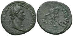 RÖMER, KAISERZEIT Domitianus (81-96), As 85, Rom. Av.: IMP CAES DOMIT AVG GERM COS XI CENS PER P P, belorbeerte Büste mit Ägis nach rechts. Rv.: MONETA AVGVSTI // S-C, stehende Moneta mit Waage unf Fü
