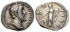RÖMER, KAISERZEIT Antoninus Pius (138-161), Denar 148-149, Rom. Av.: ANTONINVS AVG - PIVS P P TR P XII, belorbeerte Büste nach rechts. Rv.: C-OS - IIII, Fortuna mit Steuerruder und Füllhorn nach links