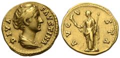 RÖMER, KAISERZEIT Faustina Maior (138-141) Konsekrationsprägungen, Aureus nach 141, Rom. Av.: DIVA FAVSTINA, drapierte Büste nach rechts. Rv.: AVG-V-STA, verschleierte Ceres steht nach links mit Facke