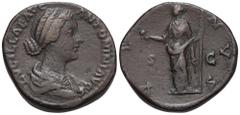 RÖMER, KAISERZEIT Lucius Verus (161-169) für Lucilla, Sesterz 164-169, Rom. Av.: LUCILLAE AVG ANTONINI AVG F, drapierte Büste nach rechts. Rv.: VENVS // S-C, Venus nach links, hält Apfel und Gewand. 1