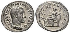 RÖMER, KAISERZEIT Maximinus I. Thrax (235-238), Denar 236, Rom. Av.: IMP MAXIMINVS PIVS AVG, belorbeerte, drapierte und gepanzerte Büste nach rechts. Rv.: SALVS AVGVSTI, Salus nach links sitzend, hält
