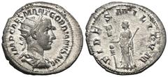 RÖMER, KAISERZEIT Gordianus III. (238-244), Antoninian 238-239, Rom. Av.: IMP CAES M ANT GORDIANVS AVG, drapierte und gepanzerte Büste mit Strahlenkrone nach rechts. Rv.: FIDE-S MILITVM, Fides mit Sta