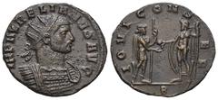 RÖMER, KAISERZEIT Aurelianus (270-275), Antoninian 273-274, Rom. Av.: IMP AVRELIANVS AVG, gepanzerte Büste mit Strahlenkrone nach rechts. Rv.: IOVI CONS-ER // B, links Kaiser mit Zepter stehend, bekom