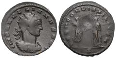 RÖMER, KAISERZEIT Aurelianus (270-275), Antoninian 271, Mediolanum. Av.: IMP AVRELIANVS AVG, gepanzerte Büste mit Strahlenkrone nach rechts. Rv.: CONCORDIA MILITVM // S, Kaiser in Toga und Concordia s