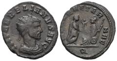 RÖMER, KAISERZEIT Aurelianus (270-275), Antoninian 270-275, Mediolanum. Av.: IMP AVRELIANVS AVG, gepanzerte Büste mit Strahlenkrone nach rechts. Rv.: ROMAE AETERNAE // Q, Aurelian nach rechts stehend 