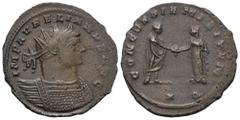 RÖMER, KAISERZEIT Aurelianus (270-275), Antoninian 272-274, Siscia. Av.: IMP AVRELIANVS AVG, gepanzerte Büste mit Strahlenkrone nach rechts. Rv.: CONCORDIA MILITVM // ✱Q, Kaiser in Toga und Concordia 