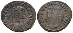 RÖMER, KAISERZEIT Aurelianus (270-275), Antoninian 272-274, Siscia. Av.: IMP AVRELIANVS AVG, gepanzerte Büste mit Strahlenkrone nach rechts. Rv.: CONCORDIA MILITVM // ✱T, Kaiser in Toga und Concordia 