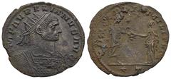 RÖMER, KAISERZEIT Aurelianus (270-275), Antoninian 272-274, Siscia. Av.: IMP AVRELIANVS AVG, gepanzerte Büste mit Strahlenkrone nach rechts. Rv.: CONCORDIA MILITVM // ✱T, Kaiser in Toga und Concordia 